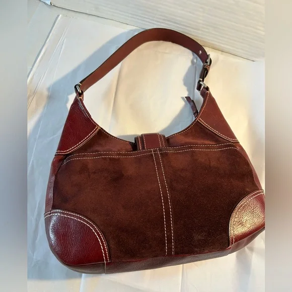 Coach Vintage Hampton Mosaic Berry Patchwork Suede Leather Shoulder Bag - Picture 3 of 16